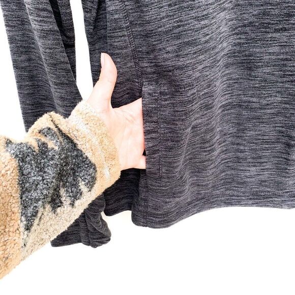 NWT Tek Gear Dark Gray Marled Fleece Quarter Zip - Picture 6 of 7